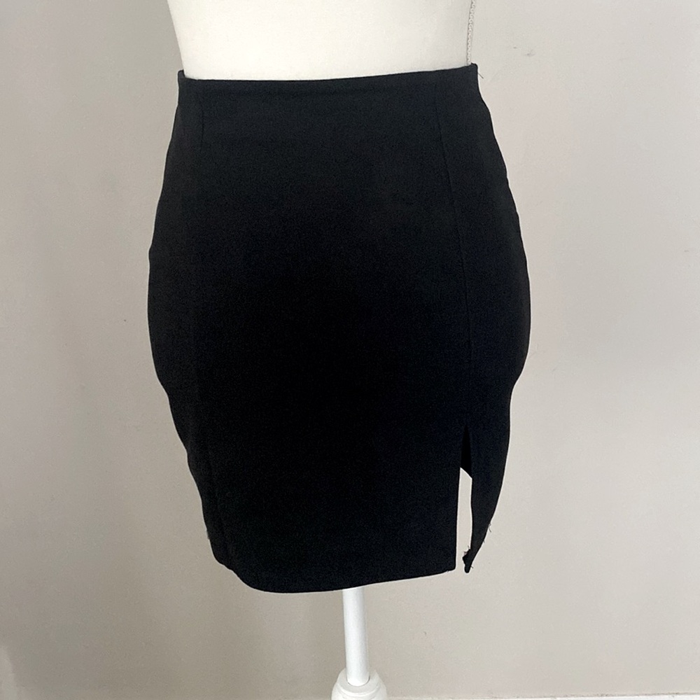 15 inch mini velour side slit mini skirt